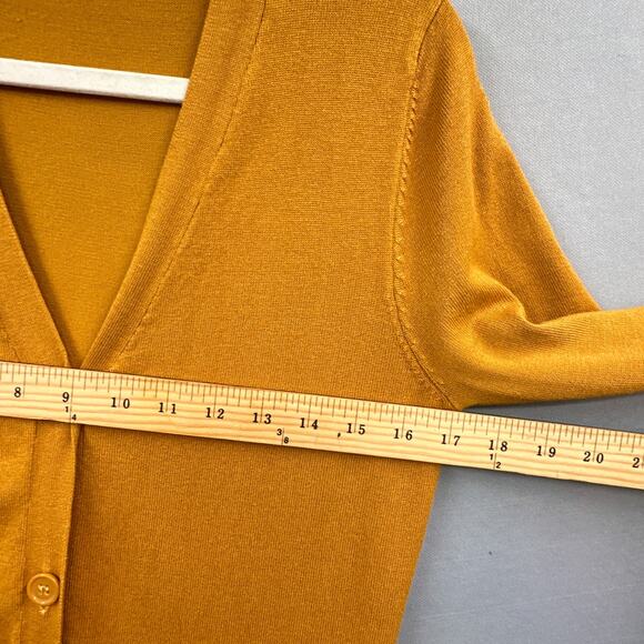 Cielo Long Cardigan Sweater M Mustard Yellow Academia School Tunic Layering Lght - Picture 15 of 15